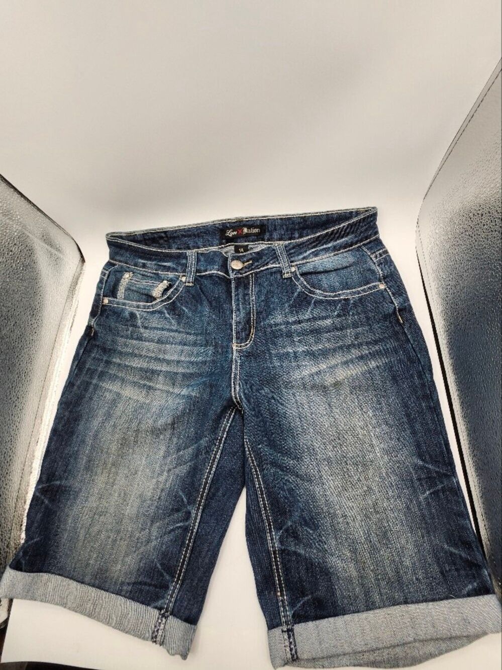 Love Nation Dark Blue Boyfriend Denim Bermuda Shorts